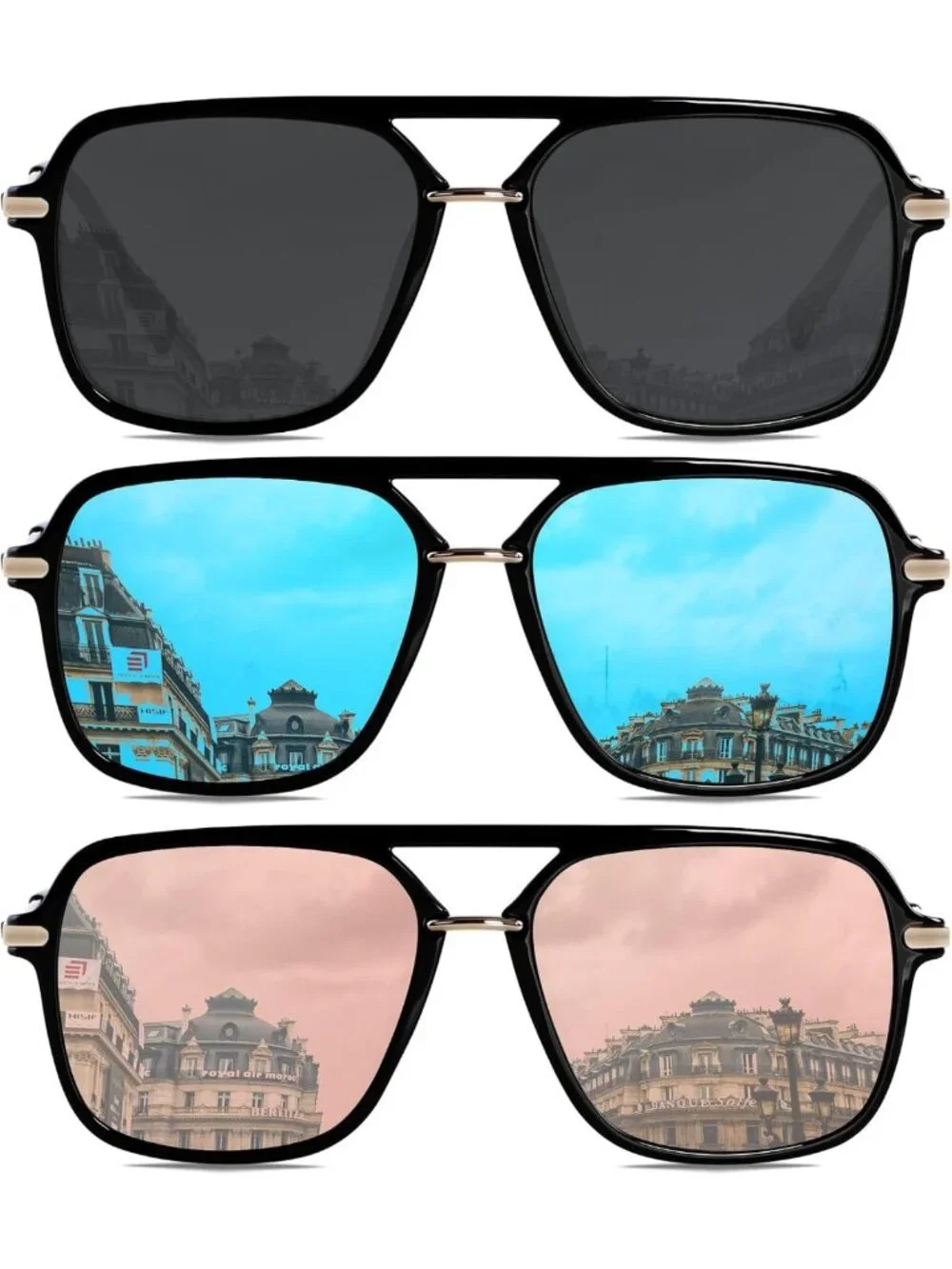 Polarized Retro Aviator Sunglasses for Women & Men | Stylish Square Pilot Shades